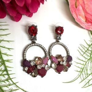 NEW⚜️Red & Pink Crystal Hoop Earrings